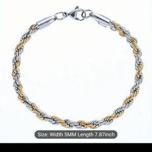 🩶💛NEW🩶💛 PRETTY!! SS Two Tone Rope Bracelet